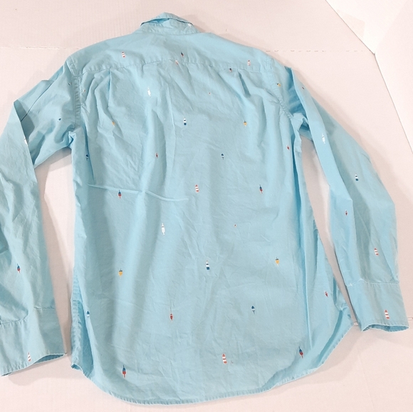 J Crew Nautical Fishing Bobber Print Slim Long Sleeve Shirt - Picture 4 of 5